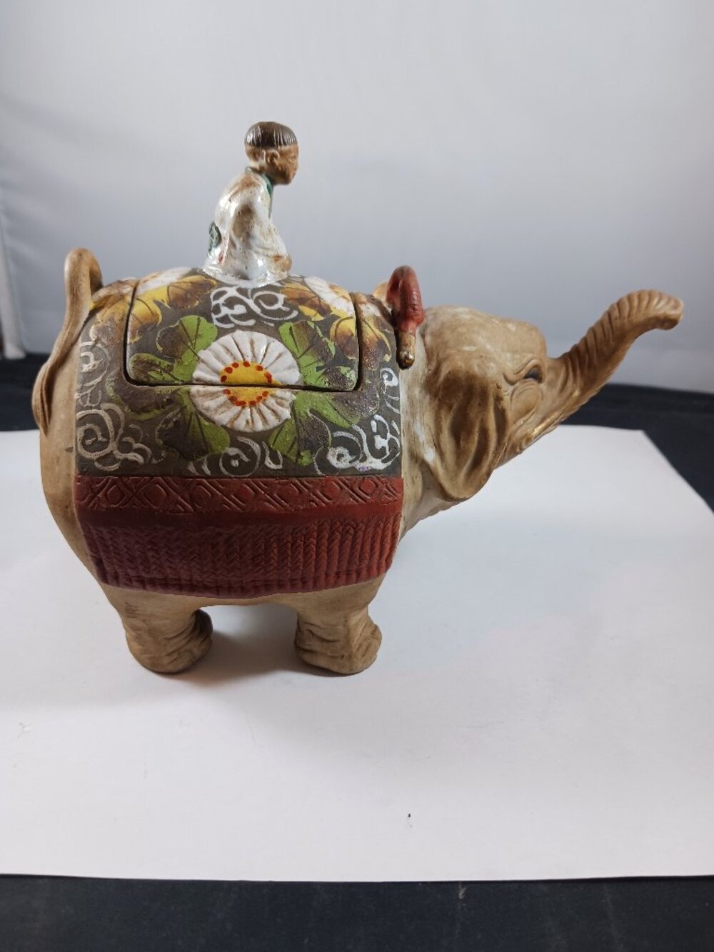 Vintage Japanese 1920s Banko Ware Teapot with Buddha Riding Elephant